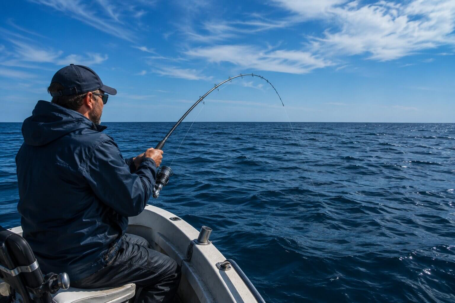 Angler with fishing rod